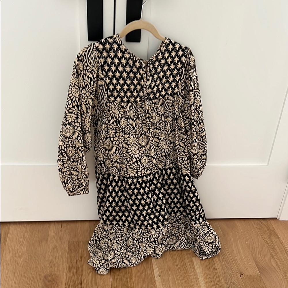 Zara Black and Cream Floral Dress